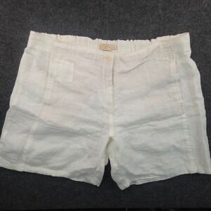Paradise Shores Linen Shorts Womens Large White Excellent Coastal Beachy L
